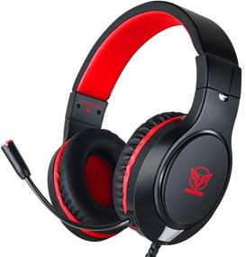 img 4 attached to Cancelling Adjustable Headphones Smartphones Red Black