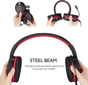 img 1 attached to Cancelling Adjustable Headphones Smartphones Red Black