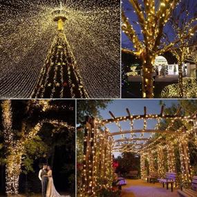 img 1 attached to 🎄 Outdoor Christmas Tree Lights: 99FT 300 LED Twinkle Fairy Lights String with 8 Light Modes - Ideal for LED Garland, Wreath, Wedding, Indoor Holiday Decorations - Dark Green Wire, Warm White