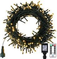 🎄 outdoor christmas tree lights: 99ft 300 led twinkle fairy lights string with 8 light modes - ideal for led garland, wreath, wedding, indoor holiday decorations - dark green wire, warm white logo