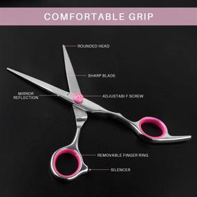 img 2 attached to 🔪 Professional Hair Cutting Scissors Set - 7Pcs Home Haircut Scissors Shears for Barber Salon Hairdressing - Includes Thinning Scissor, Hair Comb, Leather Scissors Case - Safe and Stylish Hair Tools for Men, Women, and Kids