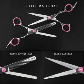 img 1 attached to 🔪 Professional Hair Cutting Scissors Set - 7Pcs Home Haircut Scissors Shears for Barber Salon Hairdressing - Includes Thinning Scissor, Hair Comb, Leather Scissors Case - Safe and Stylish Hair Tools for Men, Women, and Kids