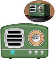 🔊 immerse in rich bass with retro wireless vintage speaker: portable stereo speaker with tf card slot, usb port, built-in mic for outdoors, beach, home, travel - compatible with android/ios devices (olive green) logo