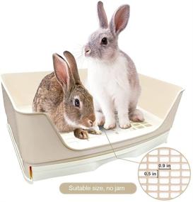 img 1 attached to 🐰 Large Bunny Litter Box: Ideal Rabbit Litter Box Supplies, Perfect for Corner Bedding in Indoor Cages, Hutches – Suitable for Rabbits, Bunnies, Pigs, Hamsters, Ferrets, and Small Pets – Color: Beige