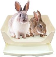 🐰 large bunny litter box: ideal rabbit litter box supplies, perfect for corner bedding in indoor cages, hutches – suitable for rabbits, bunnies, pigs, hamsters, ferrets, and small pets – color: beige логотип