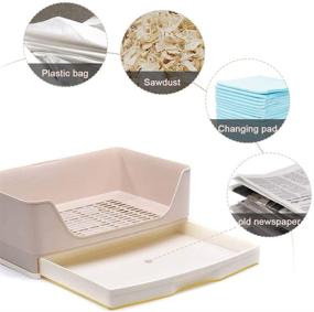 img 2 attached to 🐰 Large Bunny Litter Box: Ideal Rabbit Litter Box Supplies, Perfect for Corner Bedding in Indoor Cages, Hutches – Suitable for Rabbits, Bunnies, Pigs, Hamsters, Ferrets, and Small Pets – Color: Beige