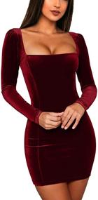 img 3 attached to 💃 Gobles Women's Velvet Long Sleeve Bodycon Mini Party Dress – Sexy & Elegant