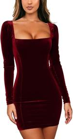 img 4 attached to 💃 Gobles Women's Velvet Long Sleeve Bodycon Mini Party Dress – Sexy & Elegant