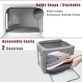 img 2 attached to Maximize Closet Space with Stackable and Foldable Clothes Storage Box Bins - Small 40L x 3 Pack, Gray