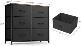 img 1 attached to 🗄️ FEZIBO 6-Drawer Dresser Organizer: Stylish Steel Frame and Wood Top for Bedroom, Hallway, Entryway, Closets - Dark Black Furniture Storage Tower