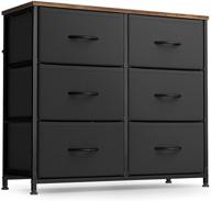 🗄️ fezibo 6-drawer dresser organizer: stylish steel frame and wood top for bedroom, hallway, entryway, closets - dark black furniture storage tower logo