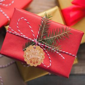 img 1 attached to 🎁 VEYLIN 100Pcs Christmas Kraft Paper Gift Tags with Ribbon: Ideal Xmas Party Favor Wrap Cards