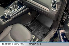 img 2 attached to 🚗 Коврики с индивидуальной посадкой для Mazda CX-9 2016-2021 года с вторым рядом кресел или наборной сиденьей и центральной консолью - набор двухрядных лицевых вставок Smartliner в черном цвете.