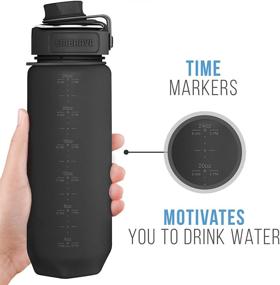 img 3 attached to 💧 24 Oz Embrava Time Marker Water Bottle with Metal Handle - Secure Leakproof Lid for Sports, Outdoors, Fitness, and Travel - Fast Flow Drink Spout, Lanyard with Clip - BPA Free