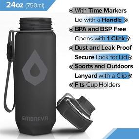 img 2 attached to 💧 24 Oz Embrava Time Marker Water Bottle with Metal Handle - Secure Leakproof Lid for Sports, Outdoors, Fitness, and Travel - Fast Flow Drink Spout, Lanyard with Clip - BPA Free