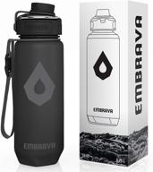 💧 24 oz embrava time marker water bottle with metal handle - secure leakproof lid for sports, outdoors, fitness, and travel - fast flow drink spout, lanyard with clip - bpa free логотип