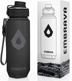 img 4 attached to 💧 24 Oz Embrava Time Marker Water Bottle with Metal Handle - Secure Leakproof Lid for Sports, Outdoors, Fitness, and Travel - Fast Flow Drink Spout, Lanyard with Clip - BPA Free