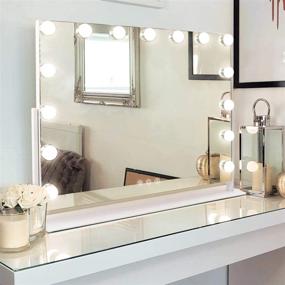 img 4 attached to 💄 MISAVANITY Large Vanity Makeup Mirror with Lights, Hollywood Style Mirror with 10X Magnification and USB Charging for Bedroom, Dressing Room, Tabletop - 15 Dimmable LED Lights & 360 Degree Rotation