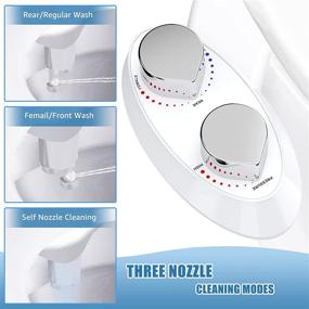 img 2 attached to 🚽 Accenter Non-Electric Bidet Attachment for Toilet - Fresh Water Sprayer with Self Cleaning Dual Nozzle (Rear/Female Wash) - 3 Piece Toilet Seat Bumper Included