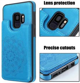 img 1 attached to MMHUO Samsung Galaxy S9 Case with Card Holder: Flower Magnetic Flip Wallet Case for Women, Blue - Full Phone Protection