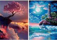 🖌️ full drill diy rhinestone diamond painting set - 5d craft by number kits for home decoration - 2 pack by yomiie: cloud tree (12x16inch) and seaside lighthouse (12x16inch) logo