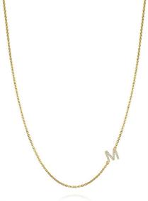 img 4 attached to 🌟 Hidepoo 14K Gold Plated Dainty CZ Sideways Alphabet Necklace - Personalized Monogram Initial Jewelry Gifts for Women/Girls