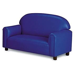 img 2 attached to 💺 Bringing Comfort and Style with Brand New World Preschool Premium Vinyl Upholstery Sofa in Blue