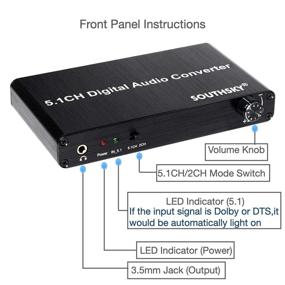 img 3 attached to 🔊 SouthSky 5.1 канальный ЦАП конвертер аудио декодер цифровой оптический коаксиальный Тослинк в RCA 3.5 мм разъем с поддержкой Dolby AC-3 DTS 5.1 2.0 каналов для Xbox PS2, PS3, PS4, TV (SPDIF/Коаксиальный в 6RCA + 3.5 мм)