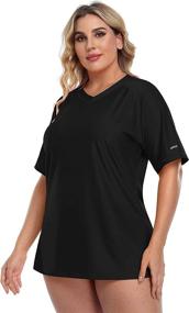img 3 attached to ATTRACO Plus Size Women's Short Sleeve Rashguard UPF 50+ - Stylish and Protective Swimming Shirt
