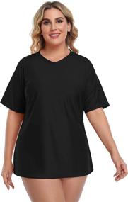 img 4 attached to ATTRACO Plus Size Women's Short Sleeve Rashguard UPF 50+ - Stylish and Protective Swimming Shirt