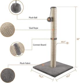 img 3 attached to 🐱 Enhanced Cat Scratching Post: Qucey 32 Inches Tall with Sisal Rope, Cat Claw Scratcher and Interactive Plush Ball Toy