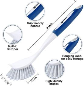 img 3 attached to 🧼 Spogears 3-Pack Dish Brush with Scraper – Kitchen Scrub Brush for Dishes – Dish Cleaning Brush with Grip-Friendly Handle
