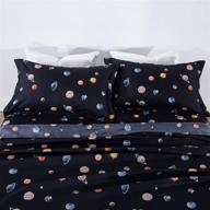 🛏️ kids twin bed sheet set - kfz solar system planets navy blue - 4 piece bed sheets with fitted sheet, flat sheet, and pillow covers - soft brushed microfiber mattress set for room decor logo