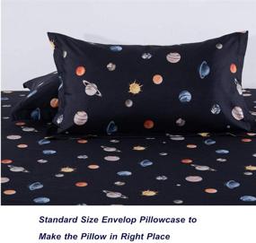 img 1 attached to 🛏️ Kids Twin Bed Sheet Set - KFZ Solar System Planets Navy Blue - 4 Piece Bed Sheets with Fitted Sheet, Flat Sheet, and Pillow Covers - Soft Brushed Microfiber Mattress Set for Room Decor