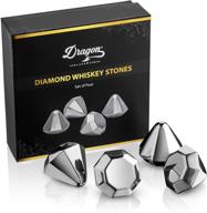 🥃 dragon glassware diamond whiskey chilling stones, reusable stainless steel ice cubes for enhanced coldness, luxury packaging for christmas gift ideas, set of 4 логотип