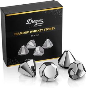 img 4 attached to 🥃 Dragon Glassware Diamond Whiskey Chilling Stones, Reusable Stainless Steel Ice Cubes for Enhanced Coldness, Luxury Packaging for Christmas Gift Ideas, Set of 4