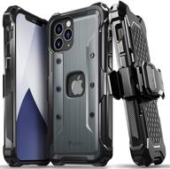 📱 vena varmor rugged case for apple iphone 12 pro max (6.7&#34;-inch) - military grade drop protection, heavy duty holster belt clip cover with kickstand, space gray logo