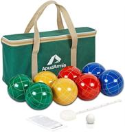 🎾 apudarmis bocce ball set - outdoor family game for backyard, lawn, beach - set of 8 poly-resin balls & 1 pallino - includes nylon carrying case & measuring rope (90mm) логотип