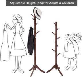 img 1 attached to 🧥 Freestanding Wooden Coat Rack - VASAGLE Solid Coat Tree with 8 Hooks for Coats, Hats, Bags, Purses - Ideal for Entryway, Hallway - Rubberwood, Dark Walnut Finish (URCR01WN)