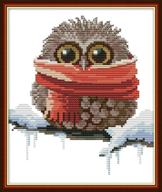 maydear cross stitch kits: owl with scarf - beginner's diy embroidery starter kit, stamped, 11ct, 3 strands, 9.4×11 inch logo