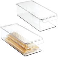 📦 mdesign clear plastic storage container bin with lid and handle - kitchen, pantry, cabinet, fridge, freezer organizer for snacks, produce, vegetables, pasta - 2 pack logo