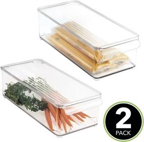 img 3 attached to 📦 mDesign Clear Plastic Storage Container Bin with Lid and Handle - Kitchen, Pantry, Cabinet, Fridge, Freezer Organizer for Snacks, Produce, Vegetables, Pasta - 2 Pack