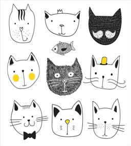 img 1 attached to 🐱 Cat Duvet Cover Set by Ambesonne – Monochrome Design with Kitties sporting Funny Moustache and Bow Tie Hat Crown, Fluffy Fish and Humorous Faces – Decorative 3 Piece Bedding Set with 2 Pillow Shams in Queen Size, Yellow Blue