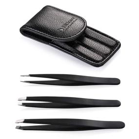 img 4 attached to 💆 DUcare 3-Piece Stainless Steel Tweezers Set for Eyebrow, Facial, and Body Hair - Complete with Compact Travel Case - Ideal Gift for Precision Hair Removal