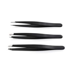 img 1 attached to 💆 DUcare 3-Piece Stainless Steel Tweezers Set for Eyebrow, Facial, and Body Hair - Complete with Compact Travel Case - Ideal Gift for Precision Hair Removal