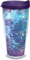 tervis 24 oz clear double walled insulated 🌌 tumbler - purple galaxy theme, made in the usa logo