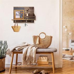 img 1 attached to 📬 Rustic Brown Wall Mounted Mail Holder with Key Hooks: Organize Letters, Bills, Magazines, and Keys in Style