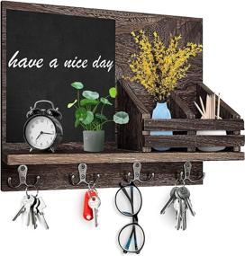 img 4 attached to 📬 Rustic Brown Wall Mounted Mail Holder with Key Hooks: Organize Letters, Bills, Magazines, and Keys in Style