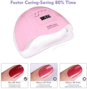 img 2 attached to 💅 Professional 80W UV Gel Nail Lamp, LED UV Light Nail Dryer for Gel Polish - 4 Timer Settings, Pink - Ideal Nail Art Accessory for Curing Gel Toe Nails