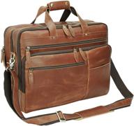 👜 polare 18" full grain leather briefcase: perfect men's business travel companion, fits 17.3" laptop - a spacious messenger bag logo